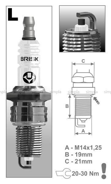 1322 Свеча зажигания Brisk (10шт в уп) LR17YC