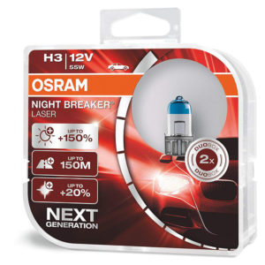 Лампа HALOGEN OSRAM H3 12V 55W NB LASER +150! 2шт